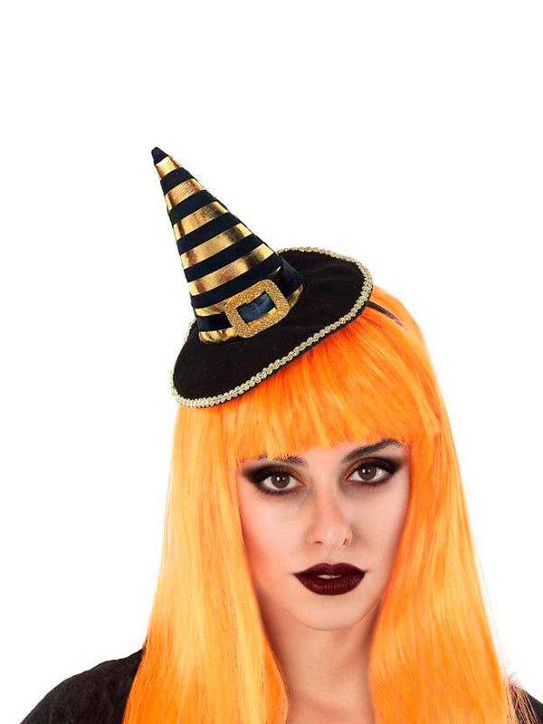 Mini gorro de bruja oro