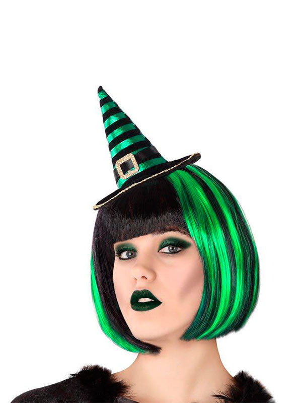 Mini gorro de bruja verde