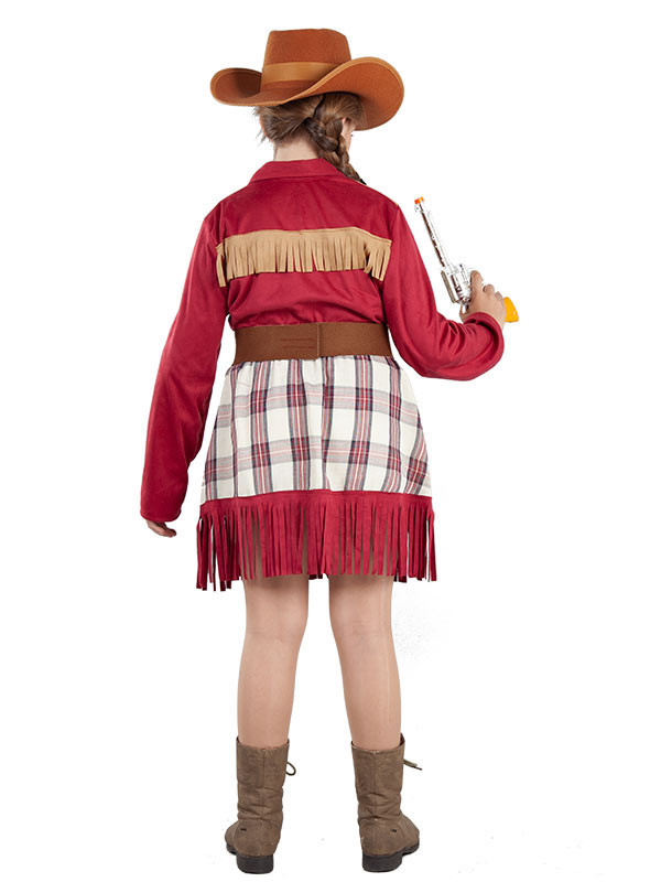 Disfraz de vaquera cowboy infantil espalda