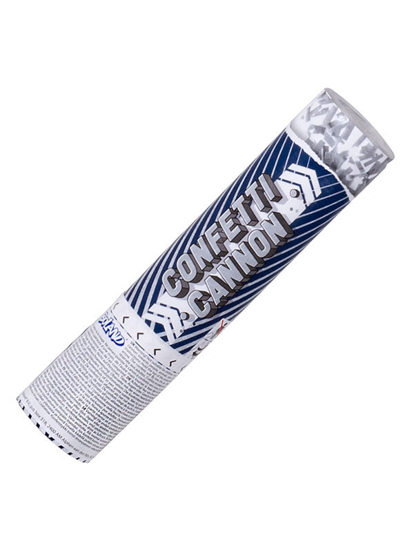Cañón de confeti metalizado plata