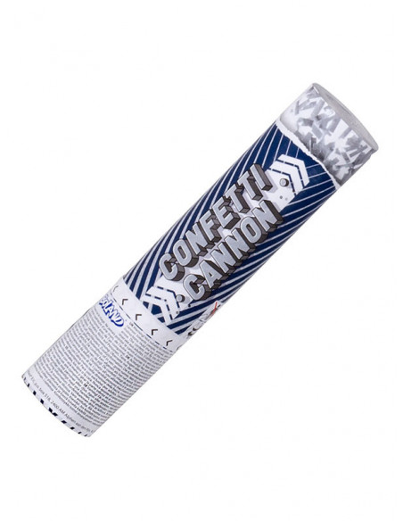 Cañón de confeti metalizado plata