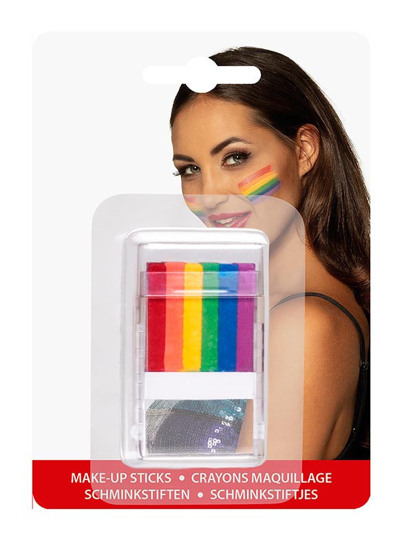 Maquillaje arcoíris multicolor ejemplo de envase