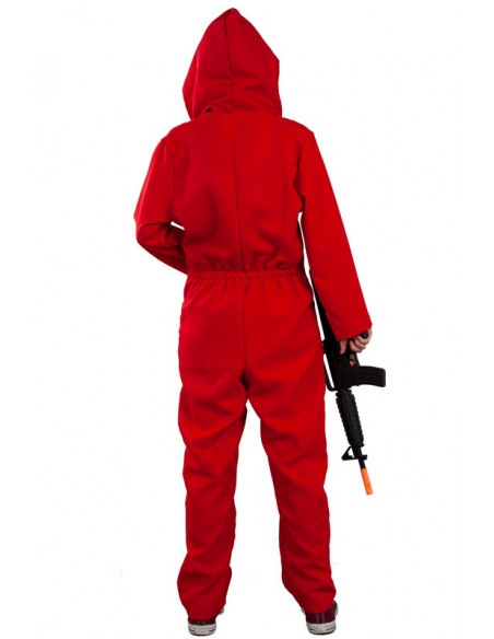 Mono rojo con capucha adulto chica trasera