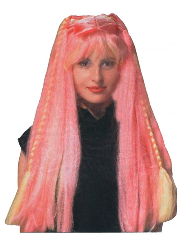 Peluca melena larga con trenzas.