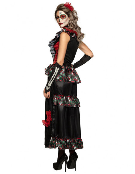 Disfraz Catrina Día de los Muertos mujer espalda