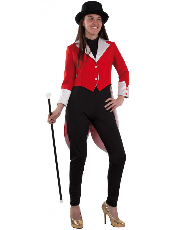 Traje frac femenino rojo
