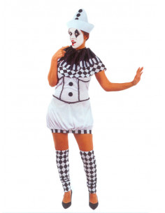 Disfraz arlequina blanca mujer