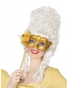 Antifaz con bastón metalizado oro