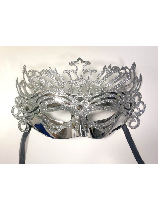 Antifaz veneciano corona plata