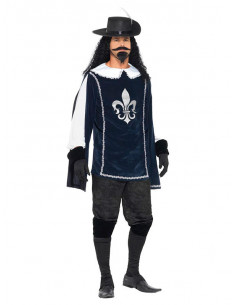Disfraz de mosquetero azul adulto