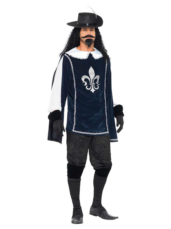 Disfraz de mosquetero azul adulto
