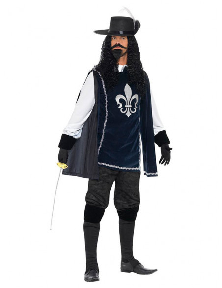 Disfraz de mosquetero azul adulto hombre