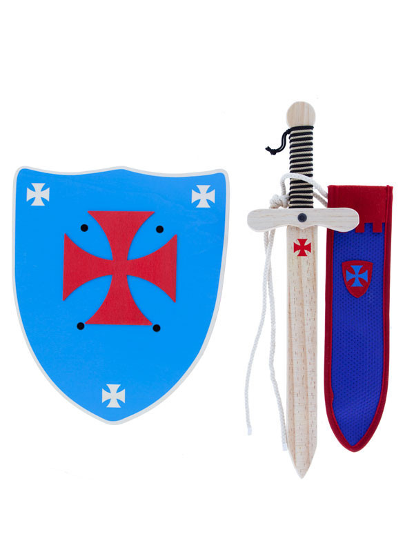 Set medieval de madera lujo azul