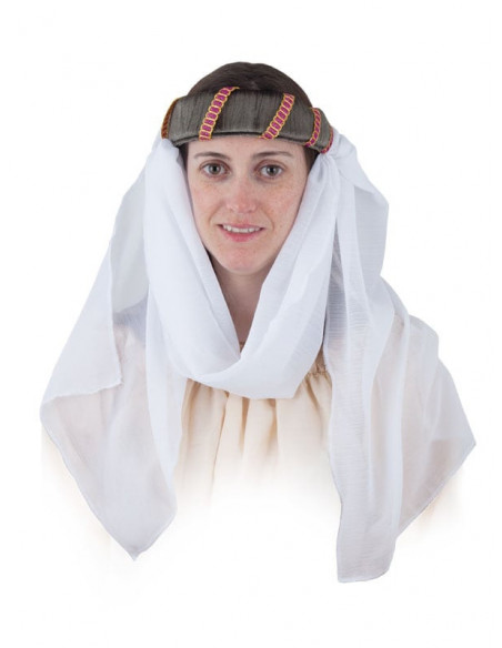 Tocado medieval con velo verde