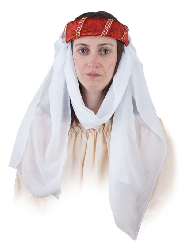 Tocado medieval con velo naranja