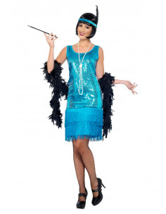 Disfraz años 20 azul para mujer