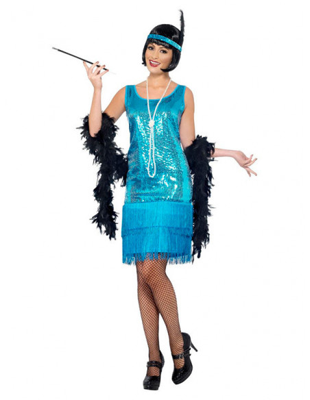 Disfraz años 20 azul para mujer
