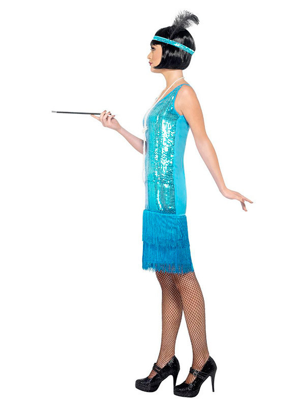 Disfraz años 20 azul para mujer perfil