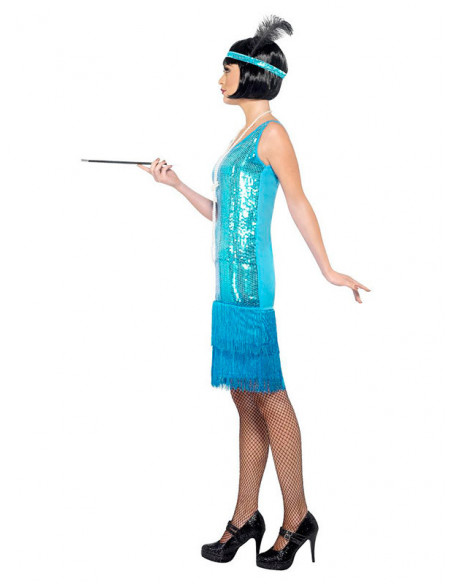 Disfraz años 20 azul para mujer perfil