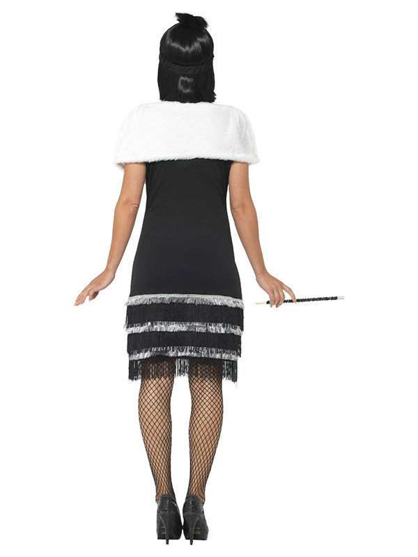 Disfraz años 20 negro para mujer espalda