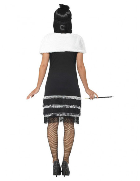 Disfraz años 20 negro para mujer espalda