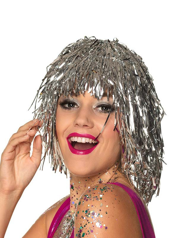 Peluca plata metalizada para adulto