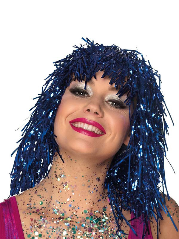 Peluca azul metalizada para adulto