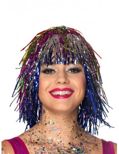 Peluca multicolor metalizada para adulto