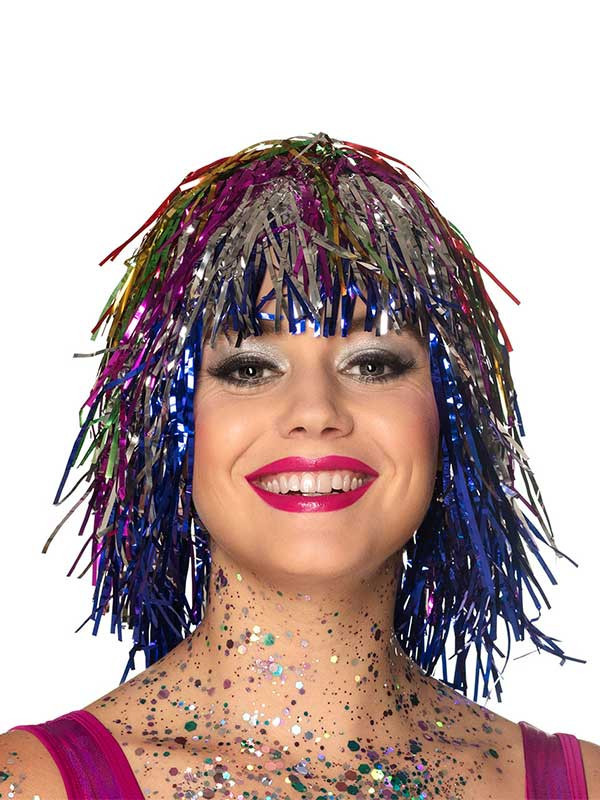 Peluca multicolor metalizada para adulto