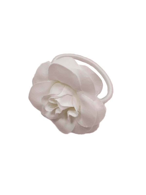 Flor coletero para bebé liso blanco