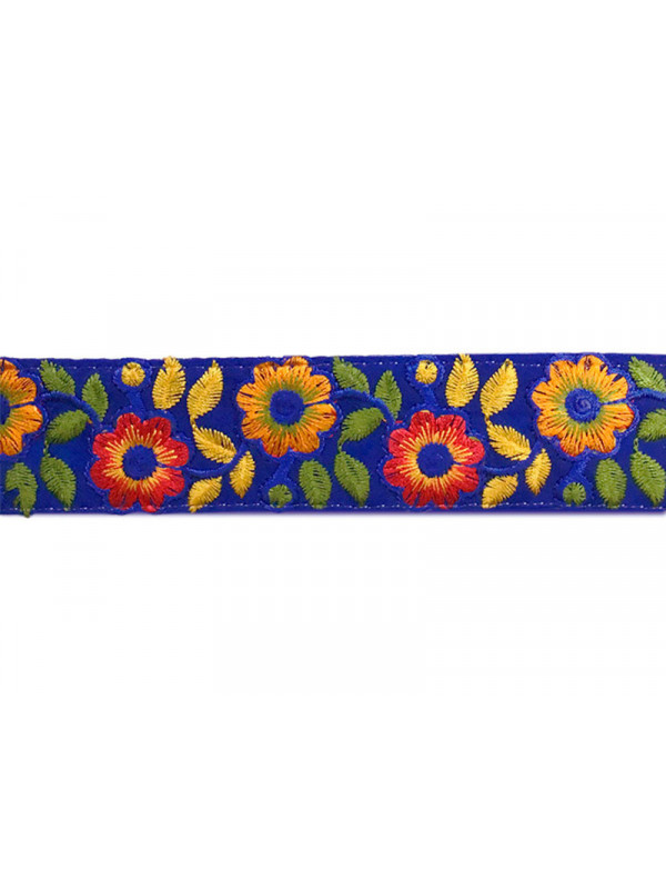 Cinta bordada de flores azul