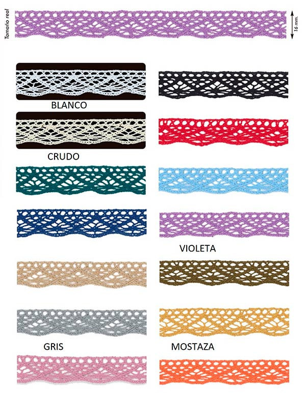 Puntilla bolillo de algodón