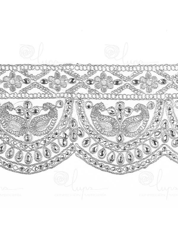 Galón de pedrería plata