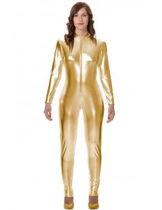 Mallas o enterizo metalizada adulto plata 2