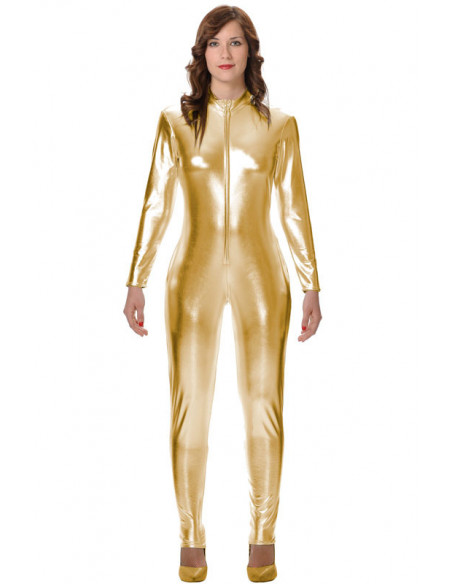 Mallas o enterizo metalizada adulto oro