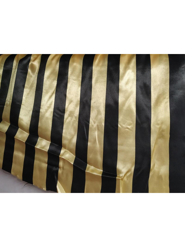 Tela de Raso Rayas oro y negro