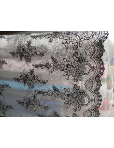 Tejido tul con flores glitter 2