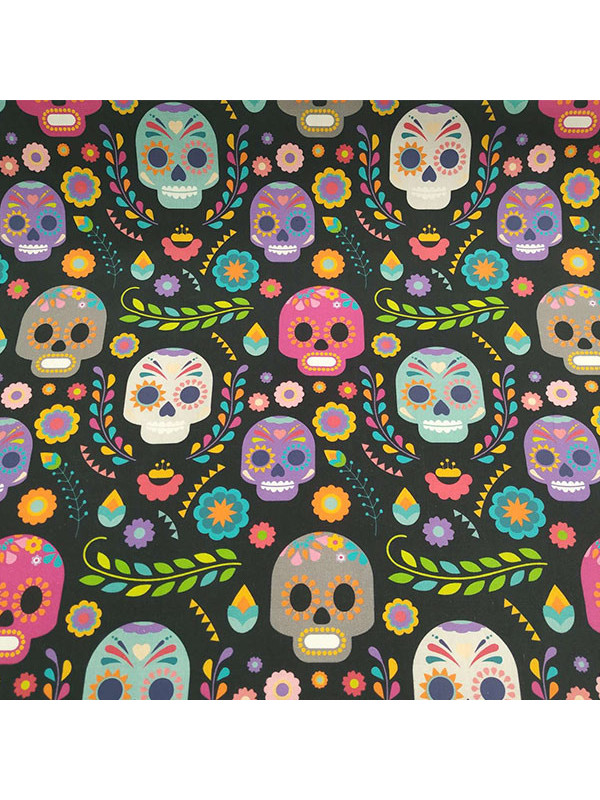 Tela Catrinas de colores negro