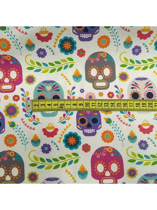 Tela Catrinas de colores blanca medidas