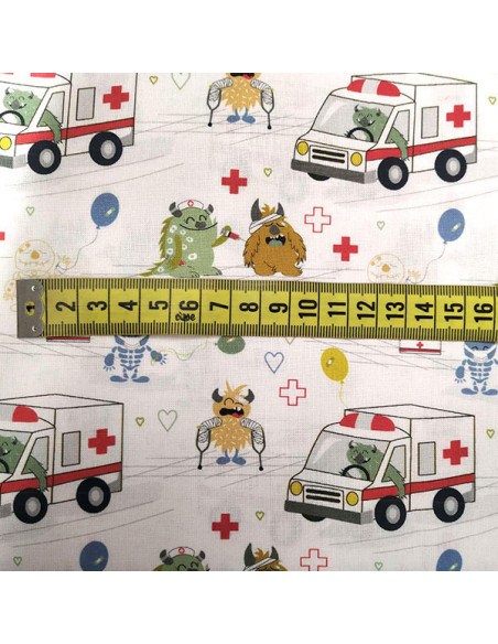 Tela de algodón ambulancias metro