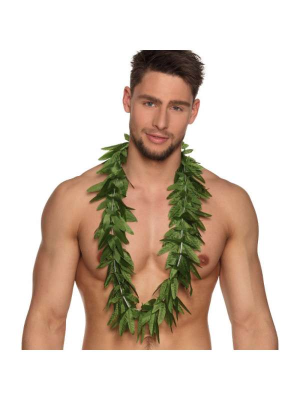 Collar hawaiano de hojas verdes