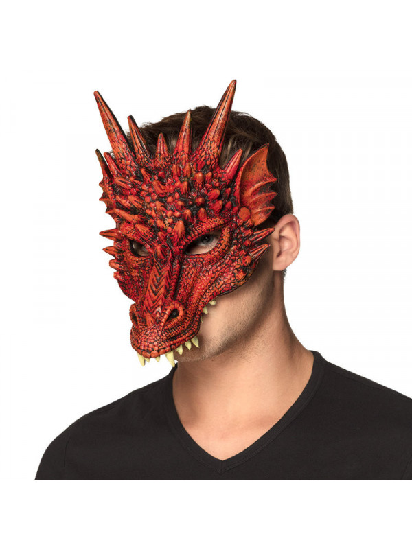 Máscara de dragón rojo adulto