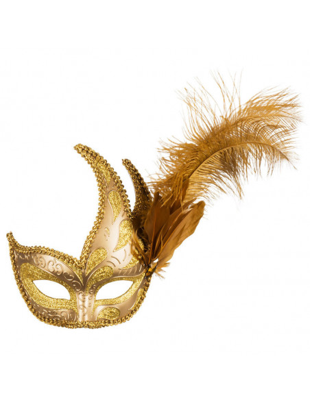Antifaz veneciano cresta metalizado detalle oro