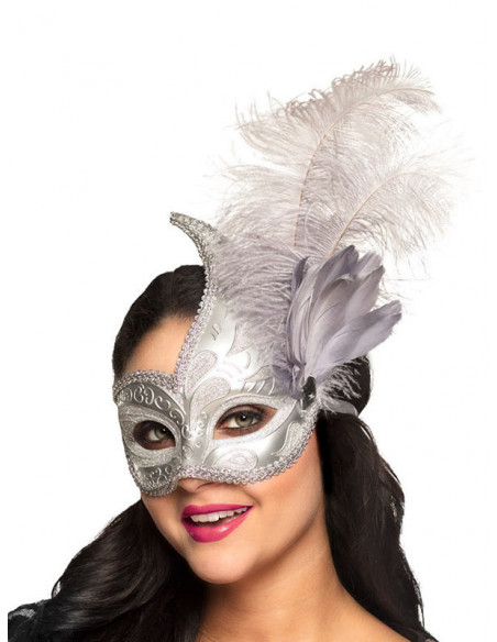 Antifaz veneciano cresta metalizado plata