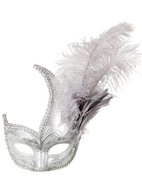 Antifaz veneciano cresta metalizado detalle plata