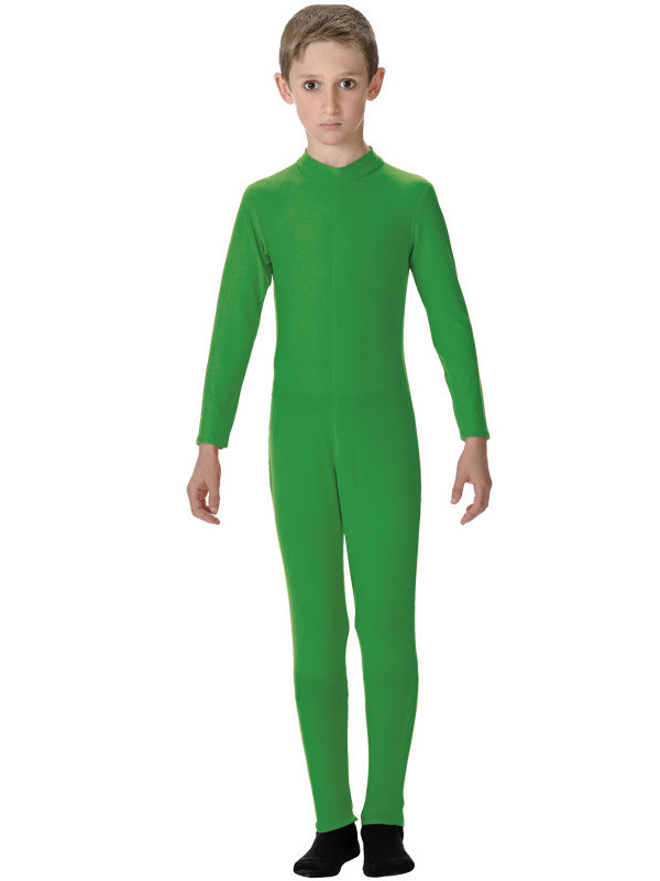 Mallas de lycra infantil verde de cuerpo entero