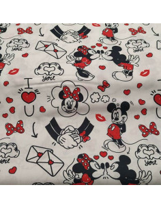 Tela Mickey y Minnie corazones