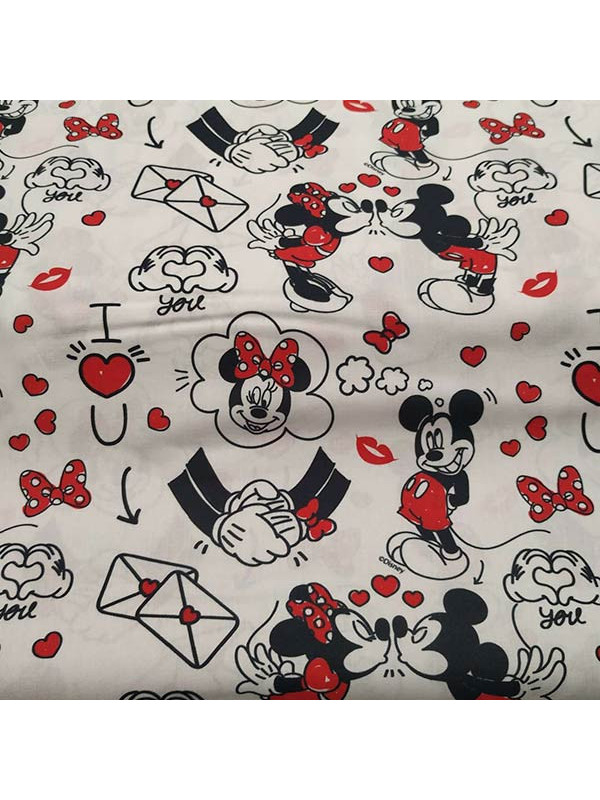 Tela Mickey y Minnie corazones