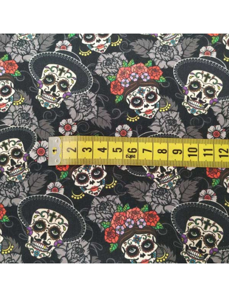 Tela calaveras mexicanas medida