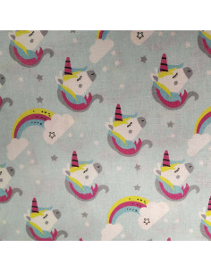 Tela unicornios azul